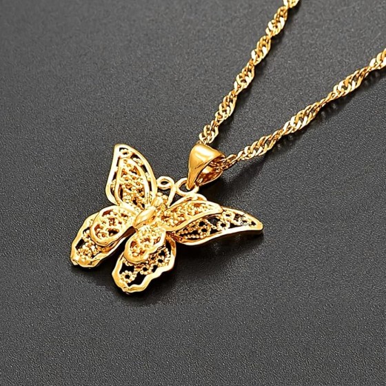 SHINYY Butterfly Pendant Necklace for Women 18K Stainless Steel Charm Bracelet Jewelry Gift for Her