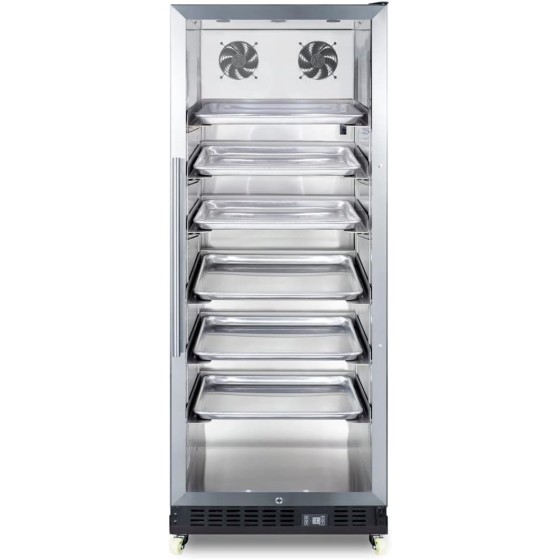 Summit Appliance SCR1156RI Commercial Beverage Merchandiser with Stainless Steel Interior, Self-Closing Door, Sheet Pans and Adjustable Tray Supports, Digital Thermostat and Removable Dolly
