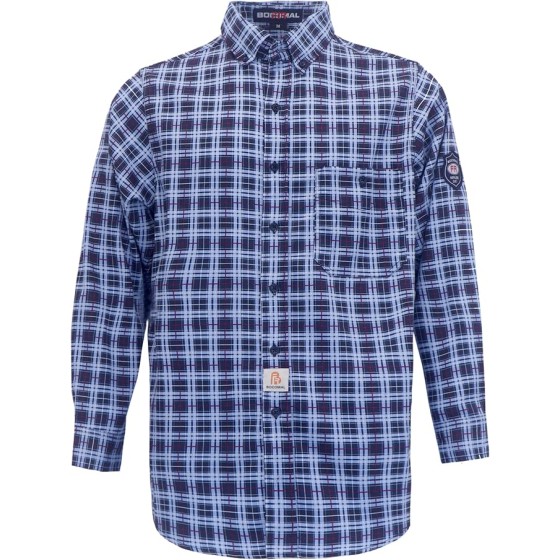 BOCOMAL FR Shirts Flame Resistant NFPA2112/CAT2 6.5oz Light Weight Printed Fire Retardant Plaid Shirt