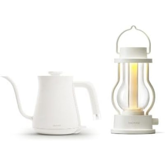 Combo Pack in White | BALMUDA The Kettle & BALMUDA The Lantern | Electric Gooseneck Kettle and Rechargeable LED Lantern