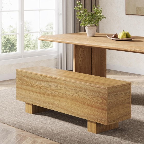 Tribesigns 47.2" Wooden Bench, Rustic Farmhouse Entryway Bench with Sturdy Frame for Dining Room, Entryway, Living Room, Hallway, Easy Assembly (Rustic Brown)